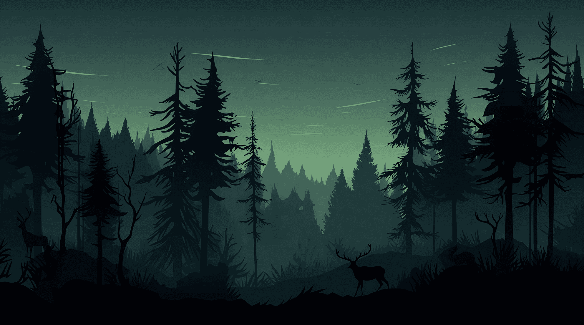 Dark lush forest background